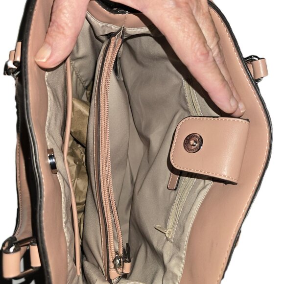 Nine West Embossed Satchel With Crossbody Strap Blush Pink NWOT - Picture 6 of 8